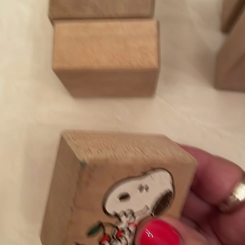 Vintage Snoopy Peanuts United Feature Syndicate inc wood blocks 1958 & 1965 (Mlb